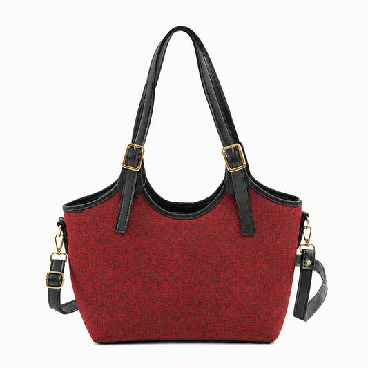 Bucket Canvas Tote Bag Maroon & Black