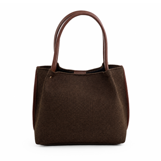Daily Tote Canvas  Bag - Premium Woven Fabric Brown