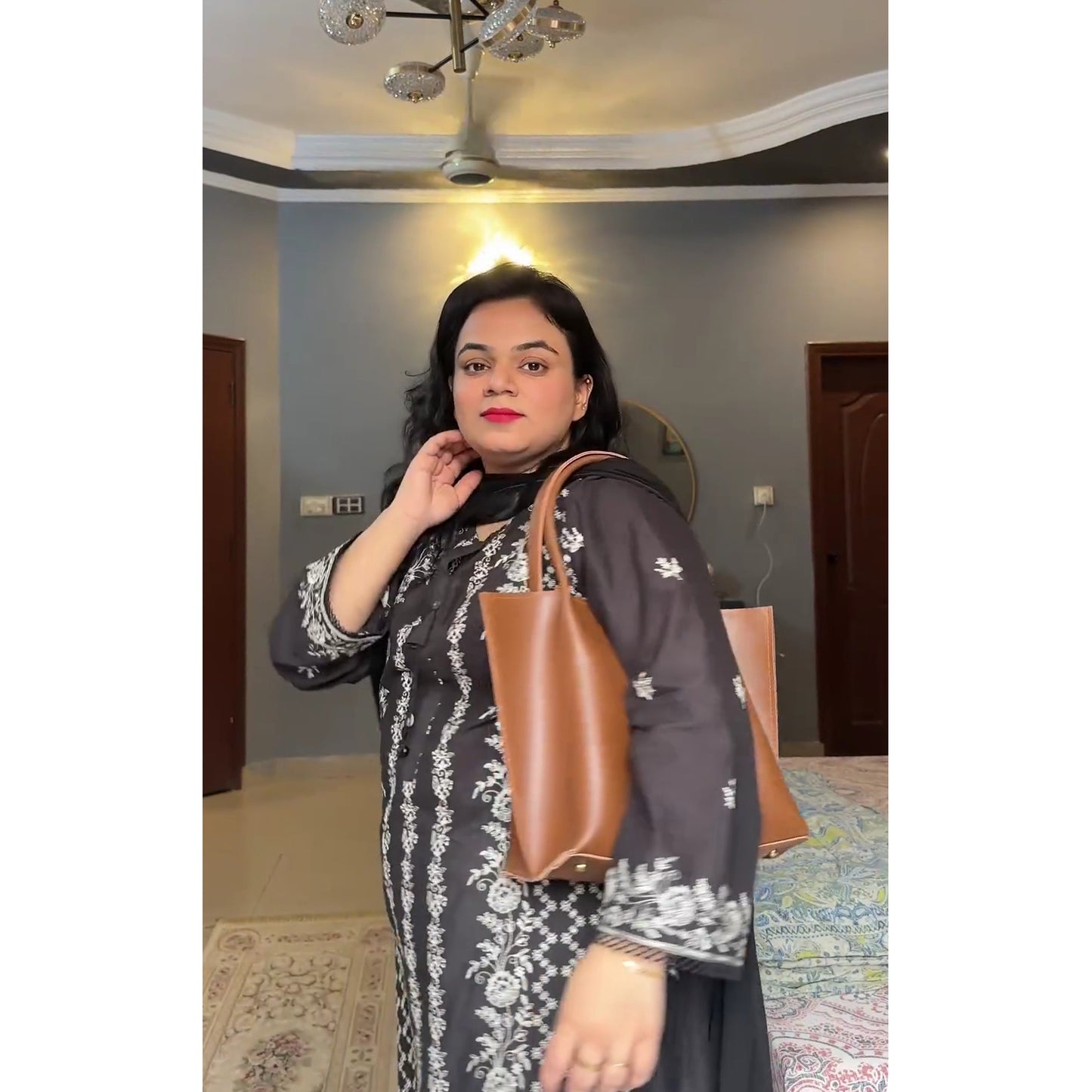 Plain Tote Set of 3 Bag Black