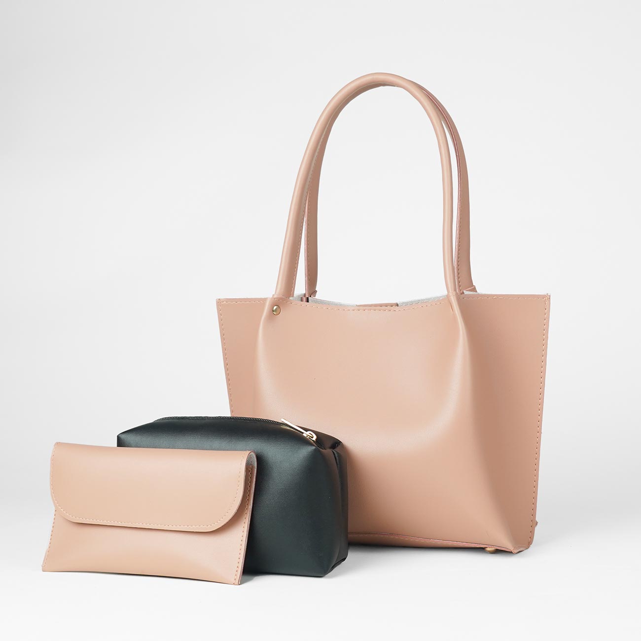 Plain Tote Set of 3 Bag Peach