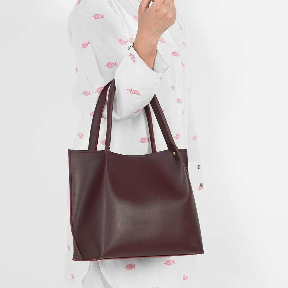 Plain Tote Set of 3 Bag Maroon